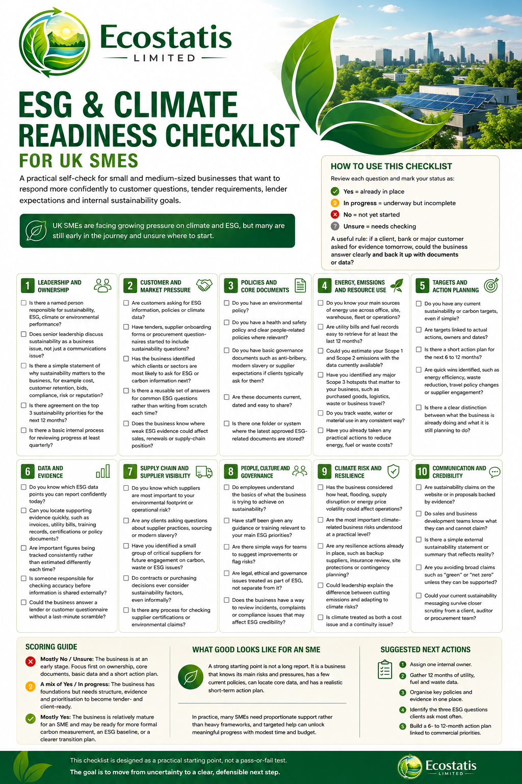 ESG Readiness Checklist for UK SMEs